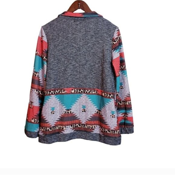 Fashion Express Tribal Western Full- Zip Long Sleeve Multicolored Jacket Sz M - Picture 7 of 10